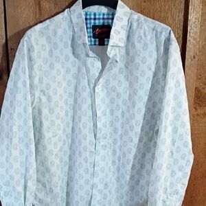 Egara White and Gray Paisley Button Down Shirt